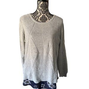 Apt 9 Gray Sweater w/ navy floral lining; XL
